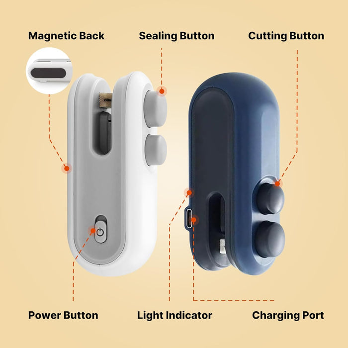 Heat Sealing Machine 2 in 1 Cutting and Sealer USB Rechargeable