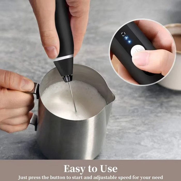 2 in 1 Rechargeable Milk Frother Wand (Black)