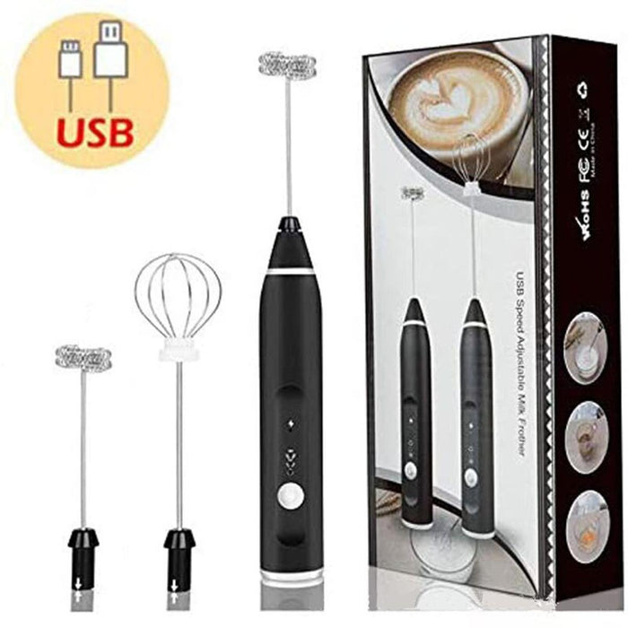 2 in 1 Rechargeable Milk Frother Wand (Black)
