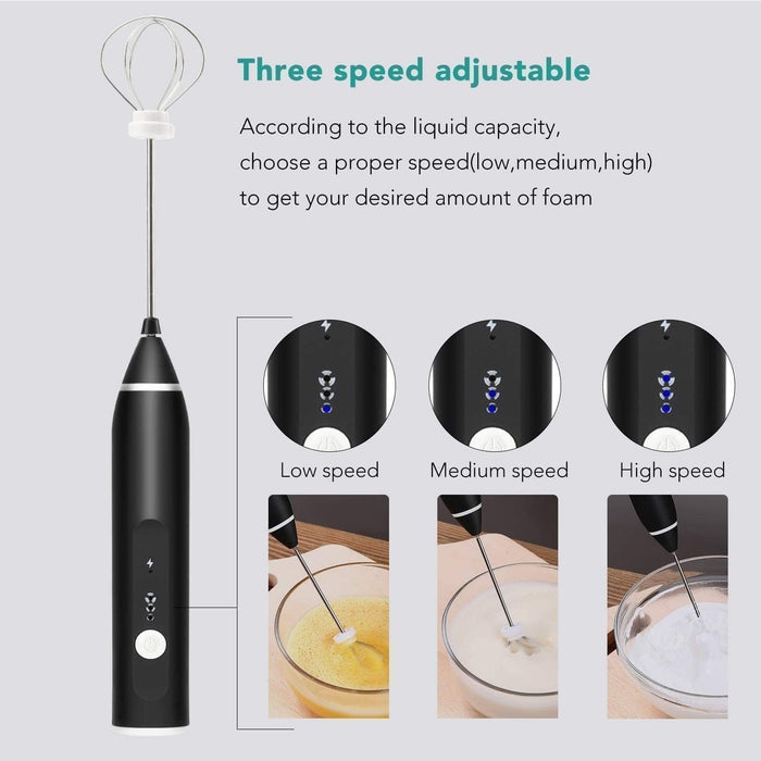 2 in 1 Rechargeable Milk Frother Wand (Black)